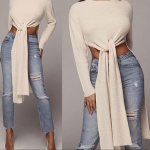 NWT JLuxLabel Cream Palmer Open Panel Sweater